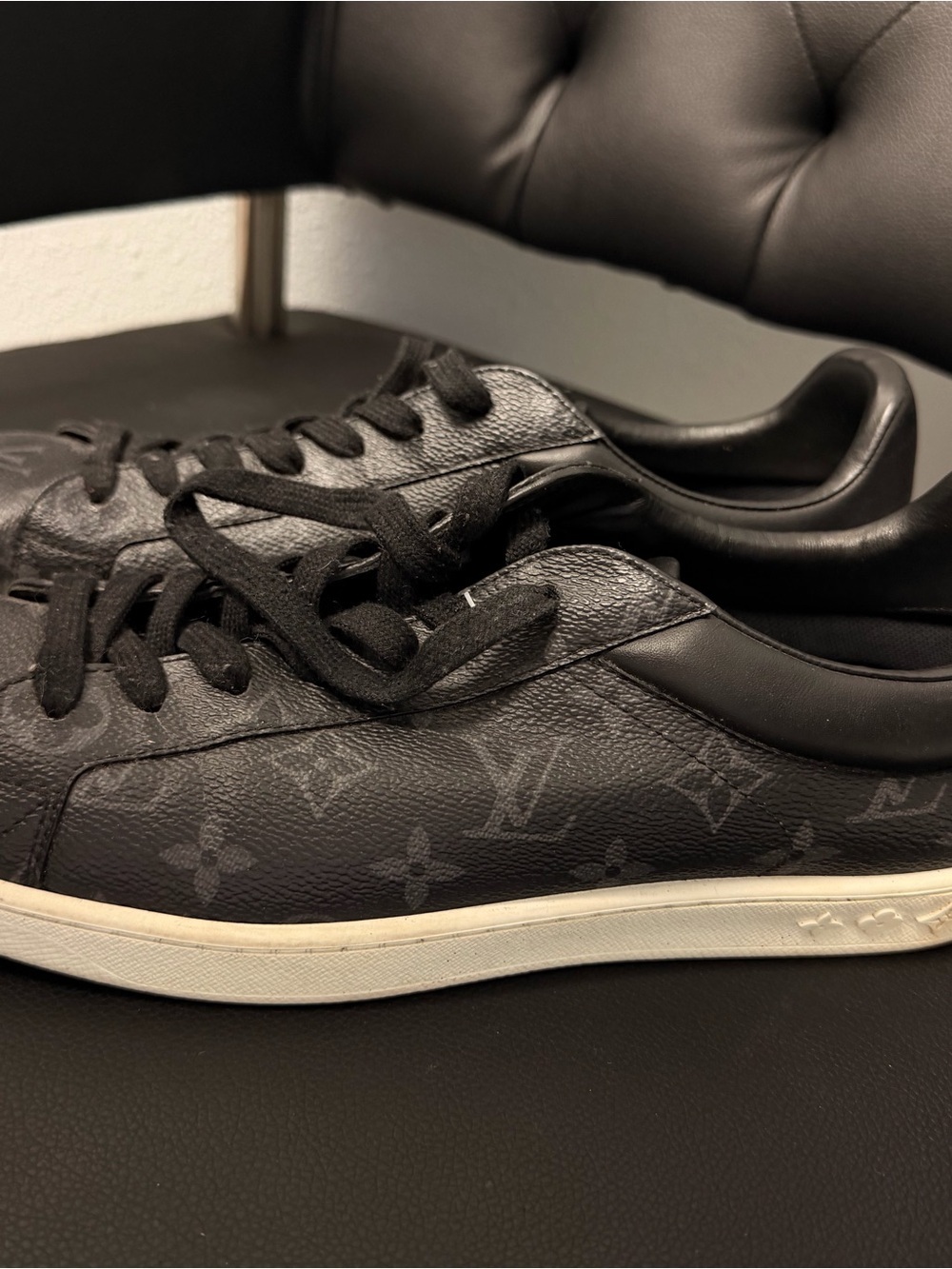 ORIGINAL Luxury Monogram Black Men's Low-Top Sneakers - Picture 2 of 5